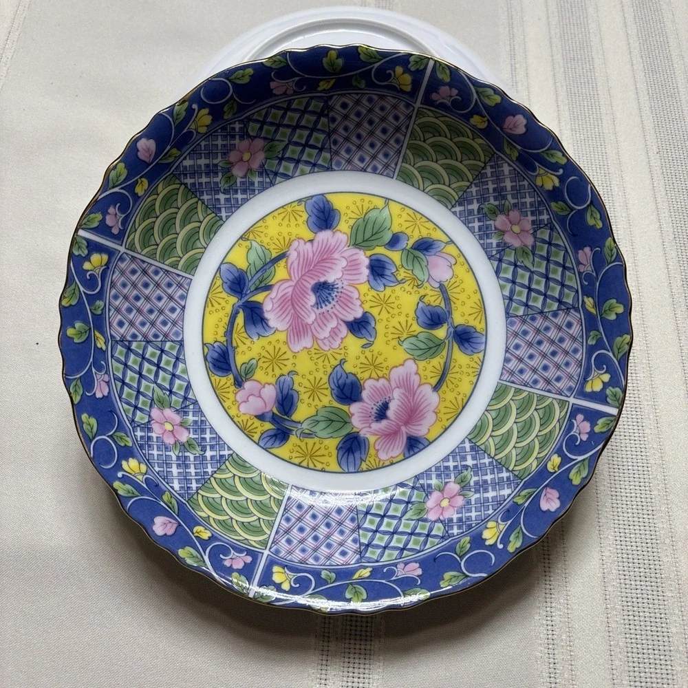 Gumps Botan Imari Japan Chrysanthemums Scalloped Cereal Soup Pasta Bowls Set/4